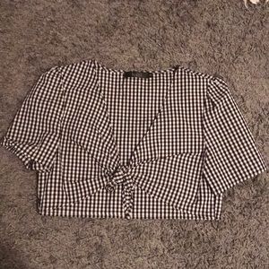Tie front gingham top